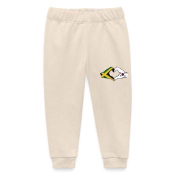 Jamaica South Korea Hands Heart Shape - Baby Organic Sweatpants by Stanley/Stella - soft Ecru - Front
