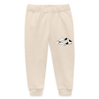 South Korea Football Flag Hands Heart Shape Used - Baby Organic Sweatpants by Stanley/Stella - soft Ecru - Front