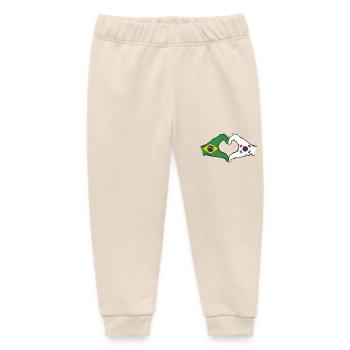 Brazil South Korea Hands Heart Shape - Baby Organic Sweatpants by Stanley/Stella - soft Ecru - Front