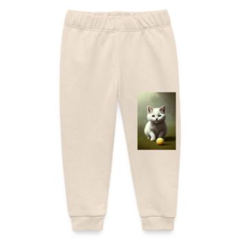 Petit bébé chat mignon - Pantalon de jogging bébé bio Stanley/Stella - écru doux - Devant