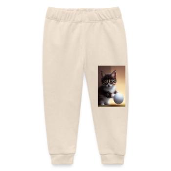 Bébé chat - Pantalon de jogging bébé bio Stanley/Stella - écru doux - Devant