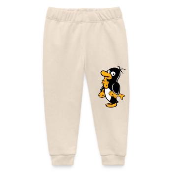 Penguin Eats Three Fish Caught Hunger Delicious - Baby Organic Sweatpants by Stanley/Stella - soft Ecru - Front