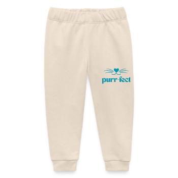 Purr-Fect / Cats T Shirt with Cute Purrs - Baby Organic Sweatpants by Stanley/Stella - soft Ecru - Front