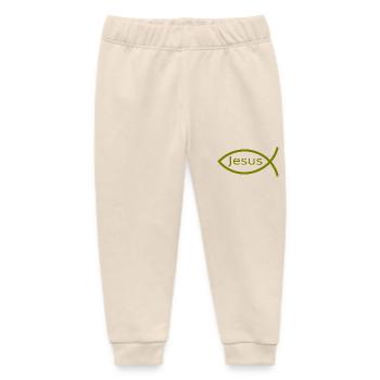 Jesus fish green Ichthys fish fish fish - Baby Organic Sweatpants by Stanley/Stella - soft Ecru - Front
