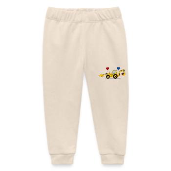 Birthday Excavator Tractor - Baby Organic Sweatpants by Stanley/Stella - soft Ecru - Front