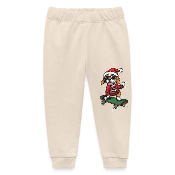 Beagle Dog Christmas Skateboard - Baby Organic Sweatpants by Stanley/Stella - soft Ecru - Front