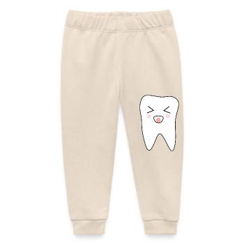 Tooth, Teeth, Dentist - Baby Organic Sweatpants by Stanley/Stella - soft Ecru - Front