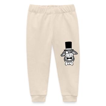 Mr. Bunny Gentleman Top Hat Monocle Glasses - Baby Organic Sweatpants by Stanley/Stella - soft Ecru - Front