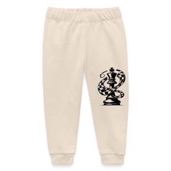 Chess Piece King Checkerboard Tattoo Drawing - Baby Organic Sweatpants by Stanley/Stella - soft Ecru - Front