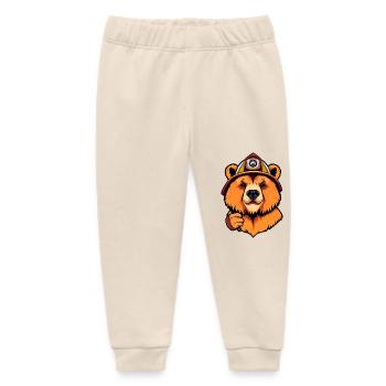 Brave Teddy Bear Firefighter Ready for Action - Baby Organic Sweatpants by Stanley/Stella - soft Ecru - Front