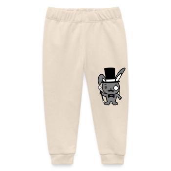 Mr. Bunny Gentleman Top Hat Monocle Glasses - Baby Organic Sweatpants by Stanley/Stella - soft Ecru - Front