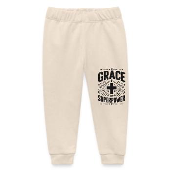 Grace My Superpower - Baby Organic Sweatpants by Stanley/Stella - soft Ecru - Front