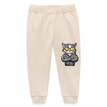 Cat Comic Cool - Baby Organic Sweatpants by Stanley/Stella - soft Ecru - Front