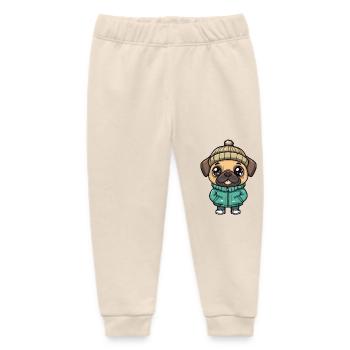Mastiff Dog Cartoon - Baby Organic Sweatpants by Stanley/Stella - soft Ecru - Front