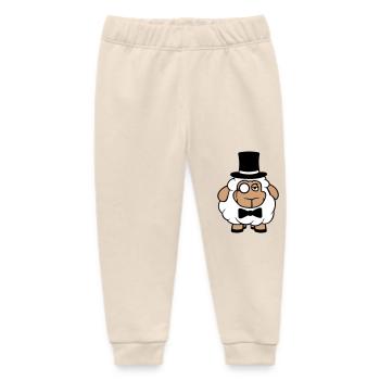 Sheep Mr. Gentleman Top Hat Monocle Glasses - Baby Organic Sweatpants by Stanley/Stella - soft Ecru - Front
