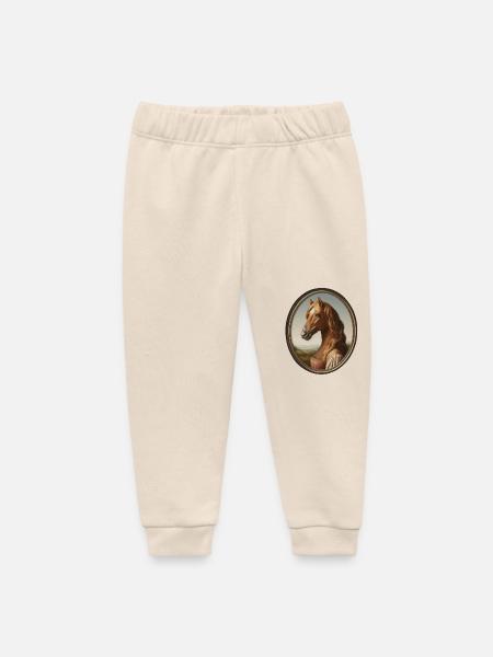 Portrait of a chestnut mare in the style of the Renaissance - Baby Organic Sweatpants by Stanley/Stella - soft Ecru