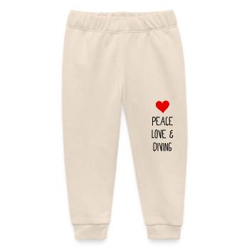 Peace Love and Diving - Diver - Scuba - Diving - Baby Organic Sweatpants by Stanley/Stella - soft Ecru - Front