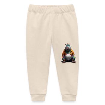 Straßenstil-Nilpferd | Nilpferd-Liebhaber - Baby Organic Jogginghose Baby Tumbler von Stanley/Stella - Natur - Vorne