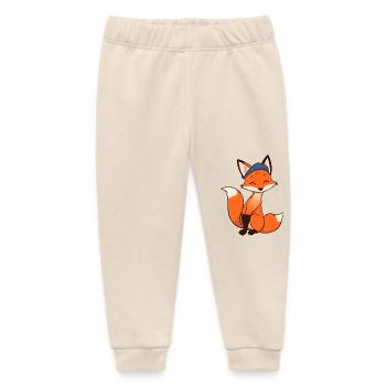 Chill Fox with Blue Headband - Baby Organic Sweatpants by Stanley/Stella - soft Ecru - Front