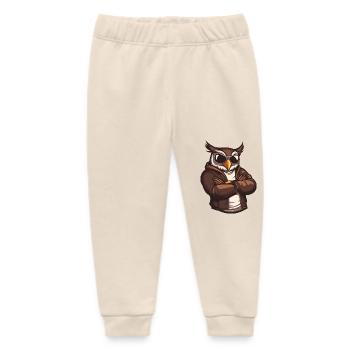 Owl Comic Cool - Baby Organic Sweatpants by Stanley/Stella - soft Ecru - Front