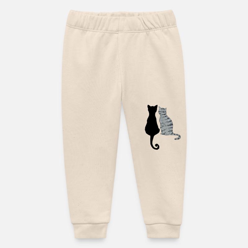 Chats noir et gris - Pantalon de jogging bébé bio Stanley/Stella - écru doux