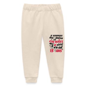 j'ai 13 ans / t-shirt enfant 13 ans - Pantalon de jogging bébé bio Stanley/Stella - écru doux - Devant