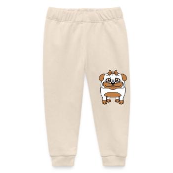 Dog Pug Girl Pretty Bow Woman Female - Baby Organic Sweatpants by Stanley/Stella - soft Ecru - Front
