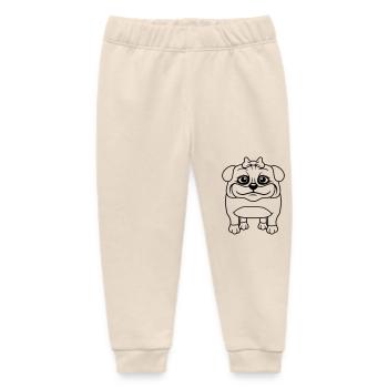 Dog Pug Girl Pretty Bow Woman Female - Baby Organic Sweatpants by Stanley/Stella - soft Ecru - Front
