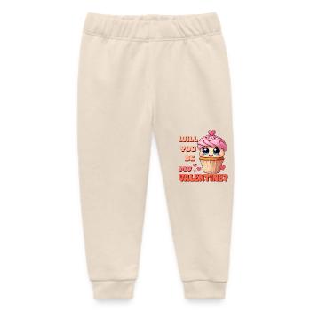 Cupcake - Will you be my Valentine - Baby Organic Sweatpants by Stanley/Stella - soft Ecru - Front