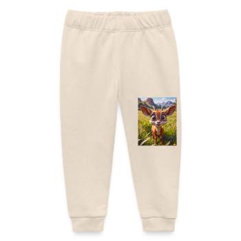 super cute african animals– Antelope - Baby Organic Sweatpants by Stanley/Stella - soft Ecru - Front