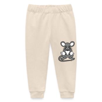 Mouse big sausage eating hunger sausage grilling - Baby Organic Sweatpants by Stanley/Stella - soft Ecru - Front