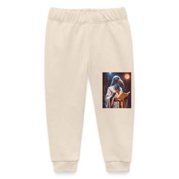 Thoth, ibis-headed god, holding a scroll - Baby Organic Sweatpants by Stanley/Stella - soft Ecru - Front