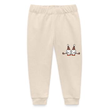 2 Ducks Birthday Party Hat Two Puffs Year Old - Baby Organic Sweatpants by Stanley/Stella - soft Ecru - Front