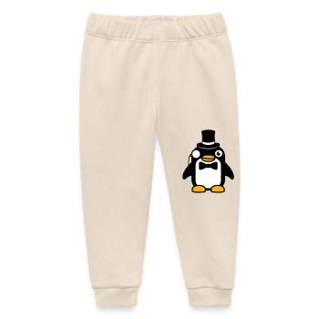 Penguin Gentleman Sir Mr. Top Hat Monocle - Baby Organic Sweatpants by Stanley/Stella - soft Ecru - Front