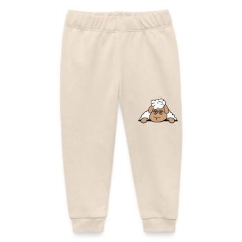 Sheep Tired Bored Behind Fence Wall Sign - Baby Organic Sweatpants by Stanley/Stella - soft Ecru - Front