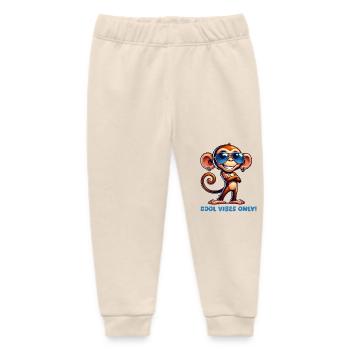 Monkey Sunglasses Cool - Baby Organic Sweatpants by Stanley/Stella - soft Ecru - Front