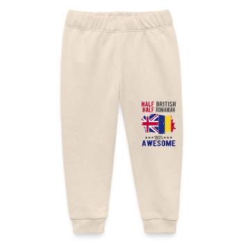 Half British Half Romanian - Baby Organic Sweatpants by Stanley/Stella - soft Ecru - Front