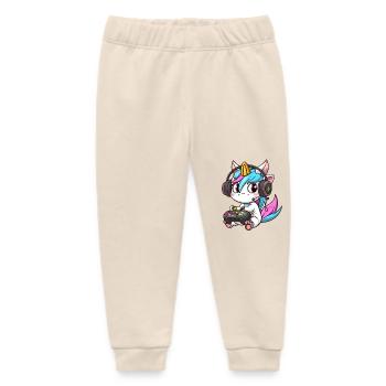 00234 süßes Einhorn mit Headset und Controller - Baby Organic Jogginghose Baby Tumbler von Stanley/Stella - Natur - Vorne