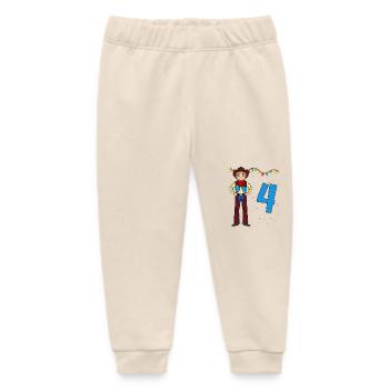 With Cowboy - Boys Birthday 4 Years - Baby Organic Sweatpants by Stanley/Stella - soft Ecru - Front