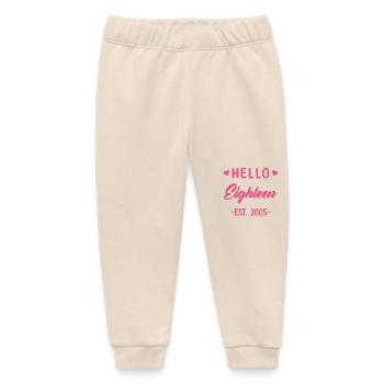 Hello Eighteen 2005 18 Birthday Girl - Baby Organic Sweatpants by Stanley/Stella - soft Ecru - Front