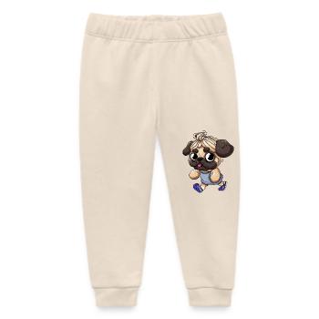 Sporty pug: Fit and active on the road - Baby Organic Sweatpants by Stanley/Stella - soft Ecru - Front