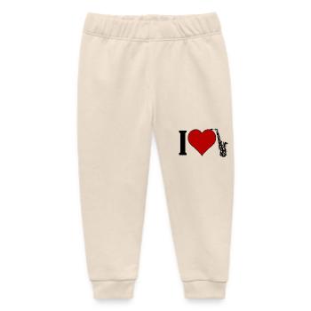 I ♥️ Saxophone | I Love Saxophone - Baby Organic Sweatpants by Stanley/Stella - soft Ecru - Front