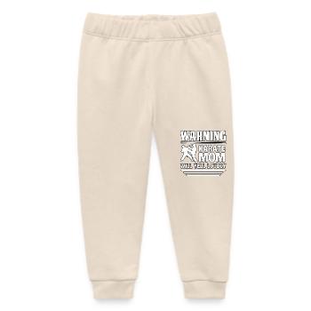 Warning Karate Mom will yell loudly - Baby Organic Sweatpants by Stanley/Stella - soft Ecru - Front