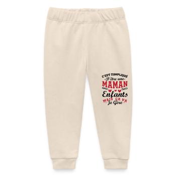It's complicated to be a Mom with 3 Children - Baby Organic Sweatpants by Stanley/Stella - soft Ecru - Front