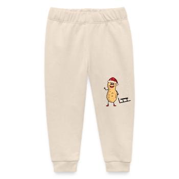 Christmas Peanut Sleigh Snowfall Santa Claus - Baby Organic Sweatpants by Stanley/Stella - soft Ecru - Front
