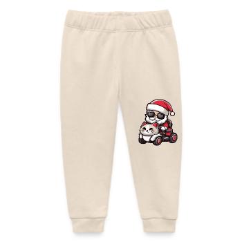 Cat Santa Claus Cartoon - Baby Organic Sweatpants by Stanley/Stella - soft Ecru - Front
