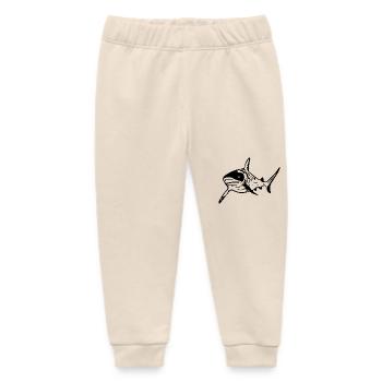 Large vintage deep-sea shark - Baby Organic Sweatpants by Stanley/Stella - soft Ecru - Front