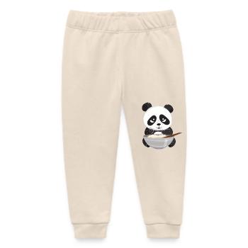 Panda with chopsticks and rice, Asian - Baby Organic Sweatpants by Stanley/Stella - soft Ecru - Front