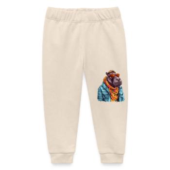 Hippopotamus Graffiti. Hidden strength and power. - Baby Organic Sweatpants by Stanley/Stella - soft Ecru - Front