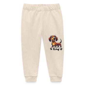 dachshund woof - Baby Organic Sweatpants by Stanley/Stella - soft Ecru - Front